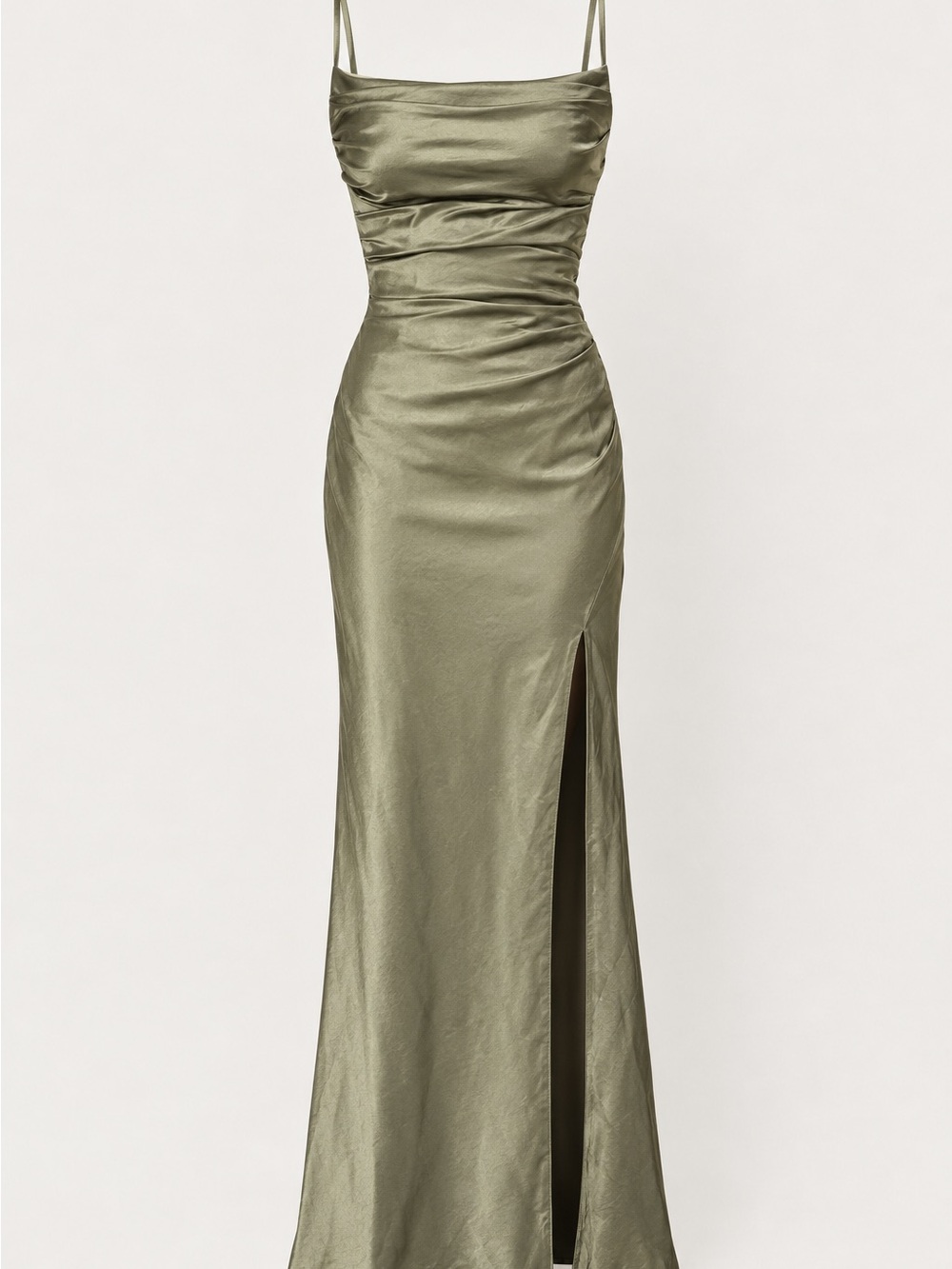Satin Sage Green Cowl Neck Dress